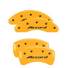 Load image into Gallery viewer, MGP 4 Caliper Covers Engraved Front Accord Rear Accord Yellow Finish Black Char 2018 Honda Accord