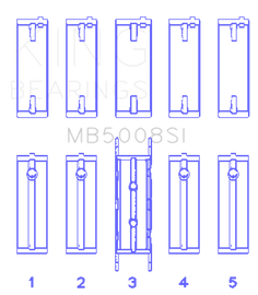 King Engine Bearings Ford ZETec 1.6/1.8/2.0 (Size +0.25mm) Main Bearing Set