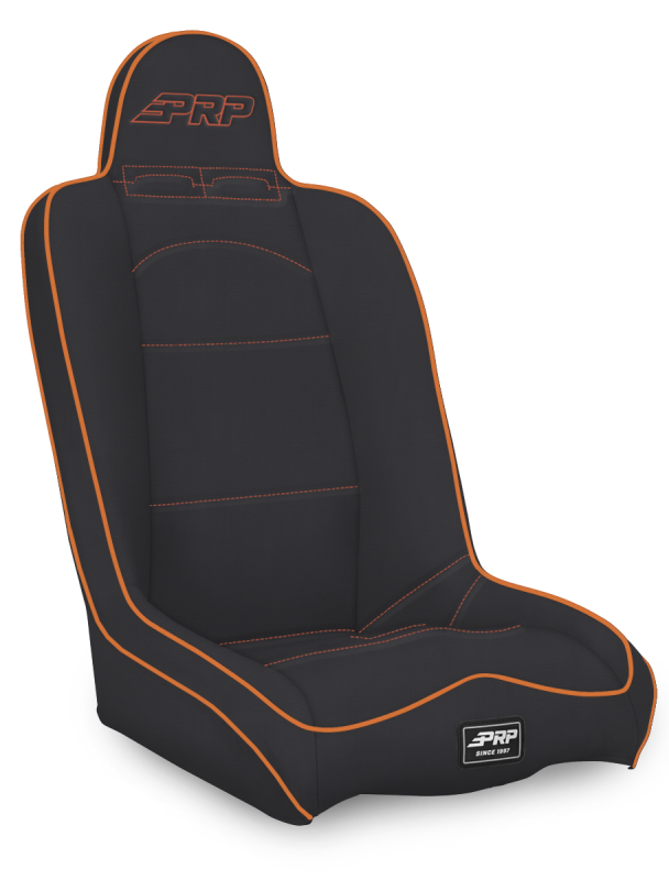 PRP Daily Driver High Back Suspension Seat- Black/Orange Vinyl