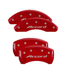 Load image into Gallery viewer, MGP 4 Caliper Covers Engraved Front Accord Rear Accord Red Finish Silver Char 2018 Honda Accord