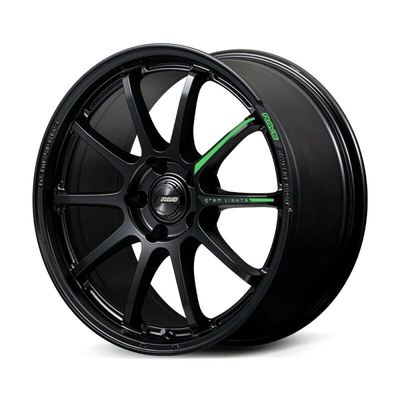 Gram Lights 57NR LIMITED II 18x8.5 +22 5-112 Semigloss Black Wheel w/ Black Cap/Stickers/Air Valve