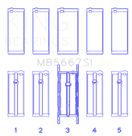 King Engine Bearings Mini W10B16A/W11B16A Silicon Bi-Metal Aluminum Main Bearing Set - Size +0.25mm