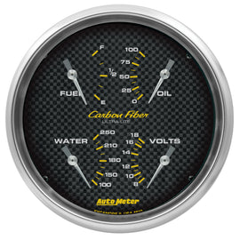 Autometer Carbon Fiber Quad Gauge 5in. 240Ohm (E) - 33Ohm (F) Electric