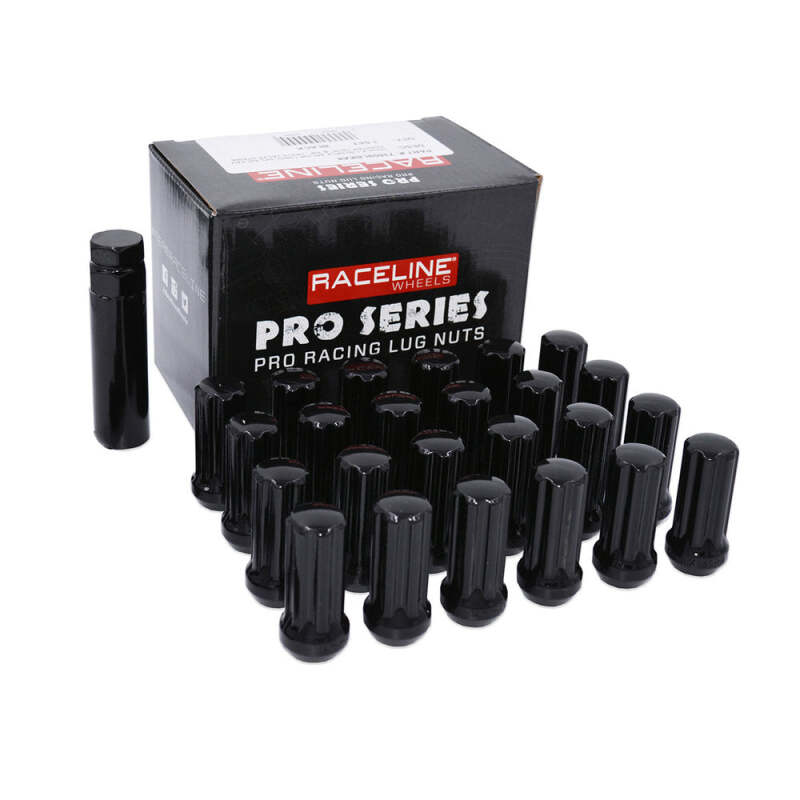 Raceline 14x2.0mm Duplex Spline Black Lug Nuts (24 Pack)