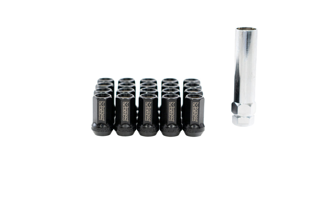 7-Sided Heptagon Open-Ended Lug Nuts (Black, M12x1.25)