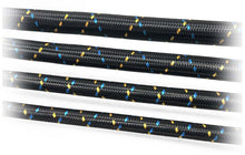 Load image into Gallery viewer, GReddy AN04 REUSABLE HOSE NYLON BRAIDED BLACK/GOLD/BLUE (PRICE PER FOOT)
