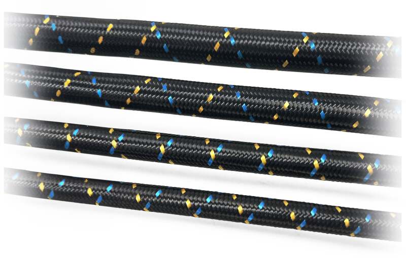 GReddy AN12 REUSABLE HOSE NYLON BRAIDED BLACK/GOLD/BLUE (PRICED PER FOOT)