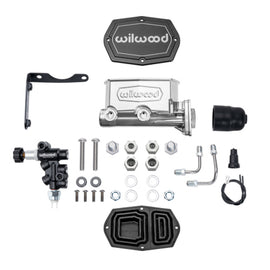 Wilwood MOPAR Compact Tandem M/C Kit w/ P-Valve 1.12in Bore - Chrome Powdercoat