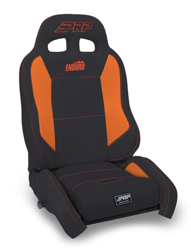 PRP EnduroCrawl Reclining Suspension Seat - Black/Orange Vinyl - Driver