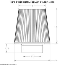 Load image into Gallery viewer, HPS Performance Air Filter 2.75" ID, 6" Element Length, 7.75" Overall Length, HPS-4275