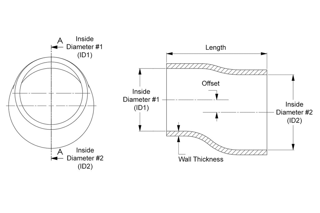 HPS 2.5" - 3" ID , 3" Long High Temp 4-ply Reinforced Silicone Offset Reducer Coupler Hose Blue (63mm - 76mm ID , 76mm Length)