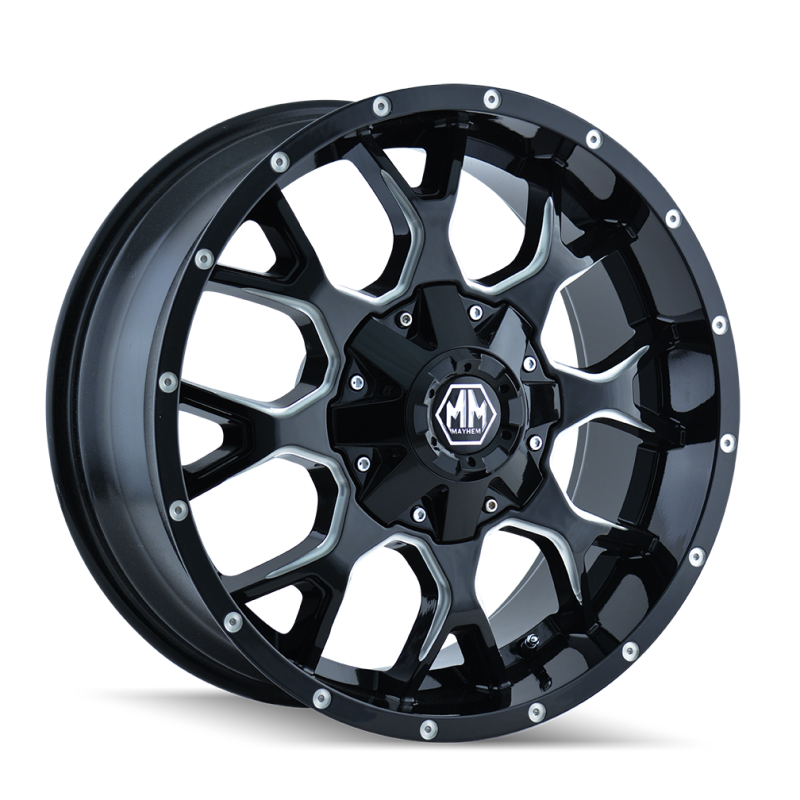 Mayhem 8015 Warrior 18x9 / 8x165.1 BP / 18mm Offset / 130.8mm Hub Gloss Black Milled Wheel