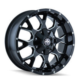 Mayhem 8015 Warrior 20x9 / 8x170 BP / 0mm Offset / 125.2mm Hub Gloss Black Milled Wheel