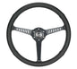 NRG Reinforced Stealth Wheel (380mm) 3 Spoke Center 1in Deep Dish - Perforated Leather Black Stitch