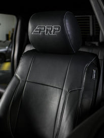 PRP 12-14 Ford Raptor Front Seat Covers (Pair) - Black w Silver Stitch