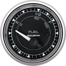 AutoMeter Chrono 2-1/16in 73E-10F Ohm Electric Fuel Level Gauge - Chrome