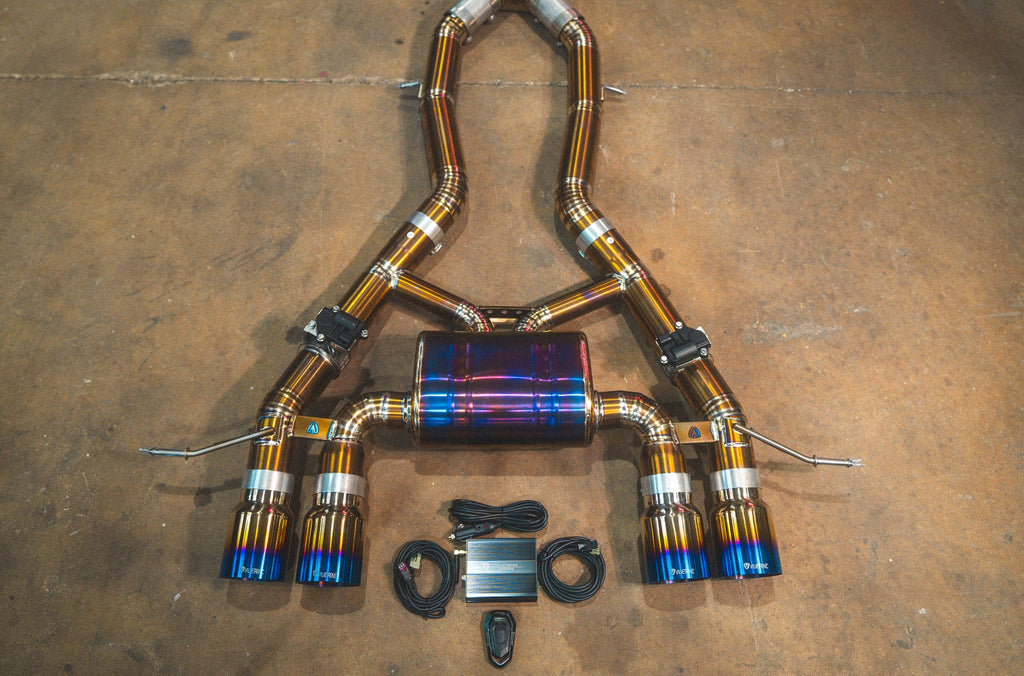 Valvetronic BMW G80 M3 / G82 G83 M4 Axleback - Grade 5 Titanium - (4) Raw Titanium Burnt (4.0 Outlet)