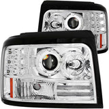 ANZO FORD F-150/BRONCO 92-96 / F-250/350 92-98 PROJECTOR HEADLIGHTS CHROME w/ HALO & SIDE MARKER & PARKING LIGHTS