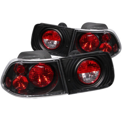 ANZO 1996-2000 Honda Civic Taillights Black 2DR