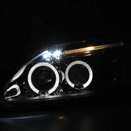 1999-2000 Honda Civic Spec-D Tuning  Dual Halo LED Projector Headlights w/Eyebrows (Chrome Housing/Clear Lens)