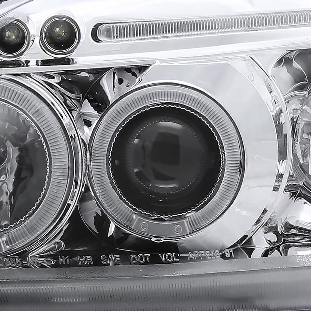 1999-2000 Honda Civic Spec-D Tuning  Dual Halo LED Projector Headlights w/Eyebrows (Chrome Housing/Clear Lens)