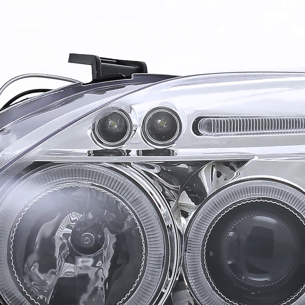 1999-2000 Honda Civic Spec-D Tuning  Dual Halo LED Projector Headlights w/Eyebrows (Chrome Housing/Clear Lens)