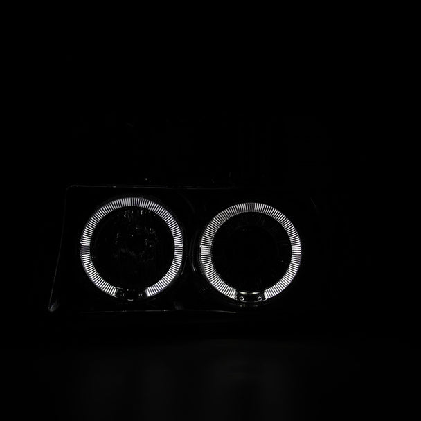 Spec-D Tuning  1992-1996 Ford F-150 F-250 F-350 Bronco Dual Halo Projector Headlights (Chrome Housing/Clear Lens)