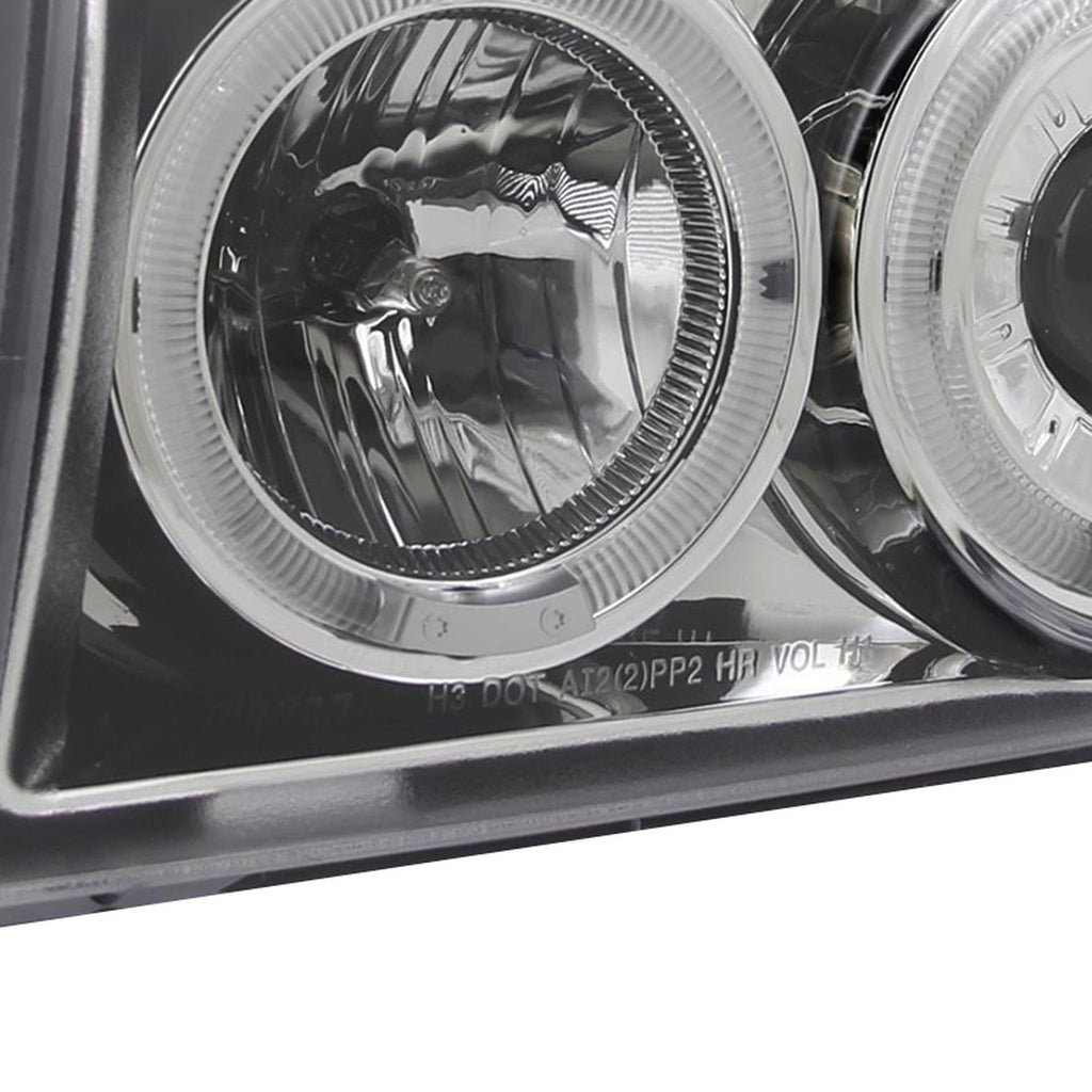 Spec-D Tuning  1992-1996 Ford F-150 F-250 F-350 Bronco Dual Halo Projector Headlights (Chrome Housing/Clear Lens)