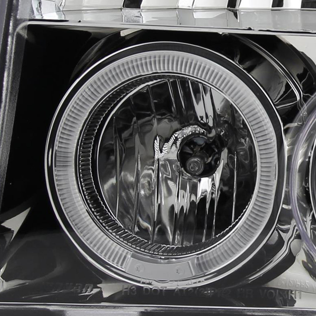 Spec-D Tuning  1992-1996 Ford F-150 F-250 F-350 Bronco Dual Halo Projector Headlights (Chrome Housing/Clear Lens)