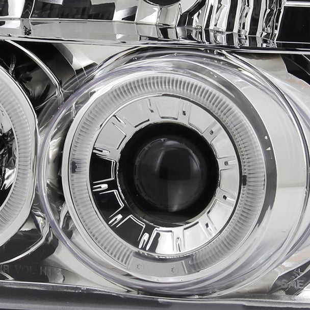 Spec-D Tuning  1992-1996 Ford F-150 F-250 F-350 Bronco Dual Halo Projector Headlights (Chrome Housing/Clear Lens)