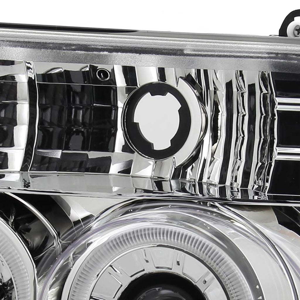 Spec-D Tuning  1992-1996 Ford F-150 F-250 F-350 Bronco Dual Halo Projector Headlights (Chrome Housing/Clear Lens)