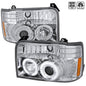Spec-D Tuning  1992-1996 Ford F-150 F-250 F-350 Bronco Dual Halo Projector Headlights (Chrome Housing/Clear Lens)