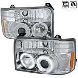 Spec-D Tuning  1992-1996 Ford F-150 F-250 F-350 Bronco Dual Halo Projector Headlights (Chrome Housing/Clear Lens)