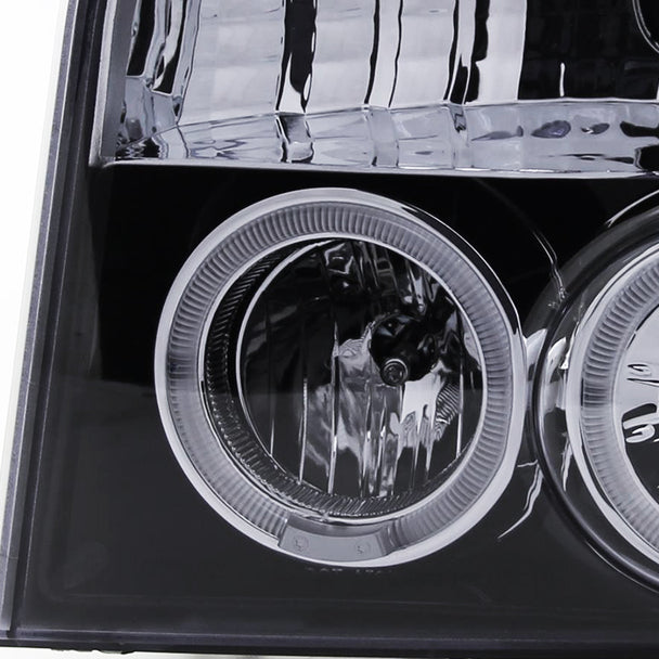 Spec-D Tuning 1992-1996 Ford F-150/F-250/F-350/Bronco Dual Halo Projector Headlights (Glossy Black Housing/Smoke Lens)