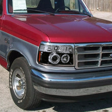 Load image into Gallery viewer, Spec-D Tuning 1992-1996 Ford F-150/F-250/F-350/Bronco Dual Halo Projector Headlights (Glossy Black Housing/Smoke Lens)