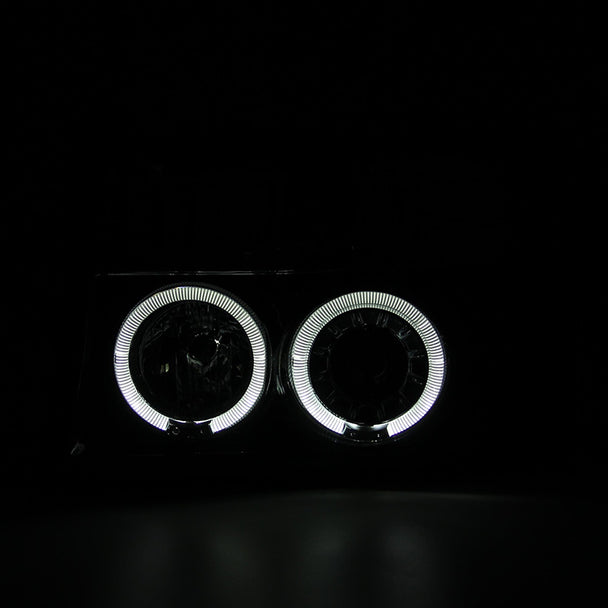 Spec-D Tuning 1992-1996 Ford F-150/F-250/F-350/Bronco Dual Halo Projector Headlights (Glossy Black Housing/Smoke Lens)