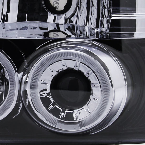 Spec-D Tuning 1992-1996 Ford F-150/F-250/F-350/Bronco Dual Halo Projector Headlights (Glossy Black Housing/Smoke Lens)