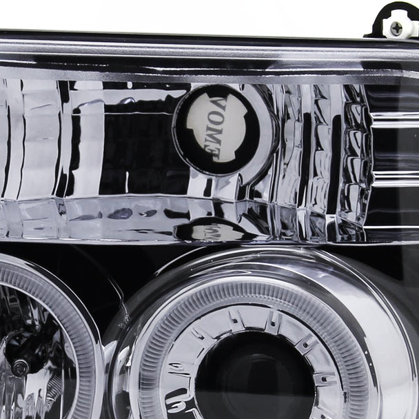 Spec-D Tuning 1992-1996 Ford F-150/F-250/F-350/Bronco Dual Halo Projector Headlights (Glossy Black Housing/Smoke Lens)