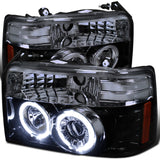 Spec-D Tuning 1992-1996 Ford F-150/F-250/F-350/Bronco Dual Halo Projector Headlights (Glossy Black Housing/Smoke Lens)