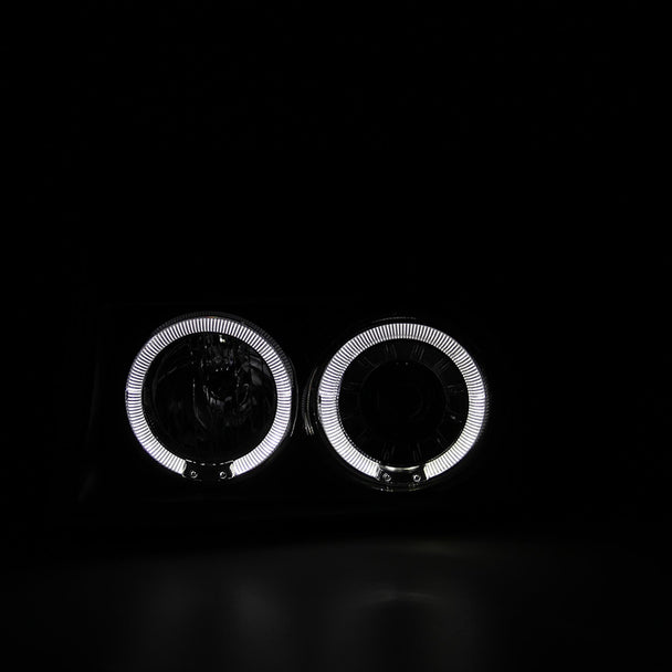 Spec-D Tuning 1992-1996 Ford F-150 F-250 F-350 Bronco Dual Halo Projector Headlights (Matte Black Housing/Clear Lens)