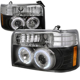 Spec-D Tuning 1992-1996 Ford F-150 F-250 F-350 Bronco Dual Halo Projector Headlights (Matte Black Housing/Clear Lens)