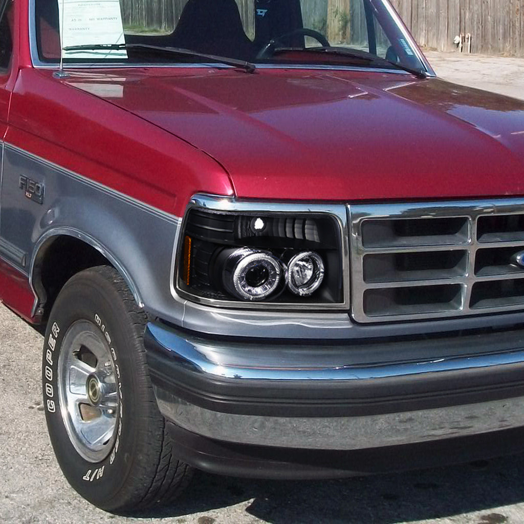 Spec-D Tuning 1992-1996 Ford F-150/F-250/F-350 Bronco Dual Halo Projector Headlights (Version 2)