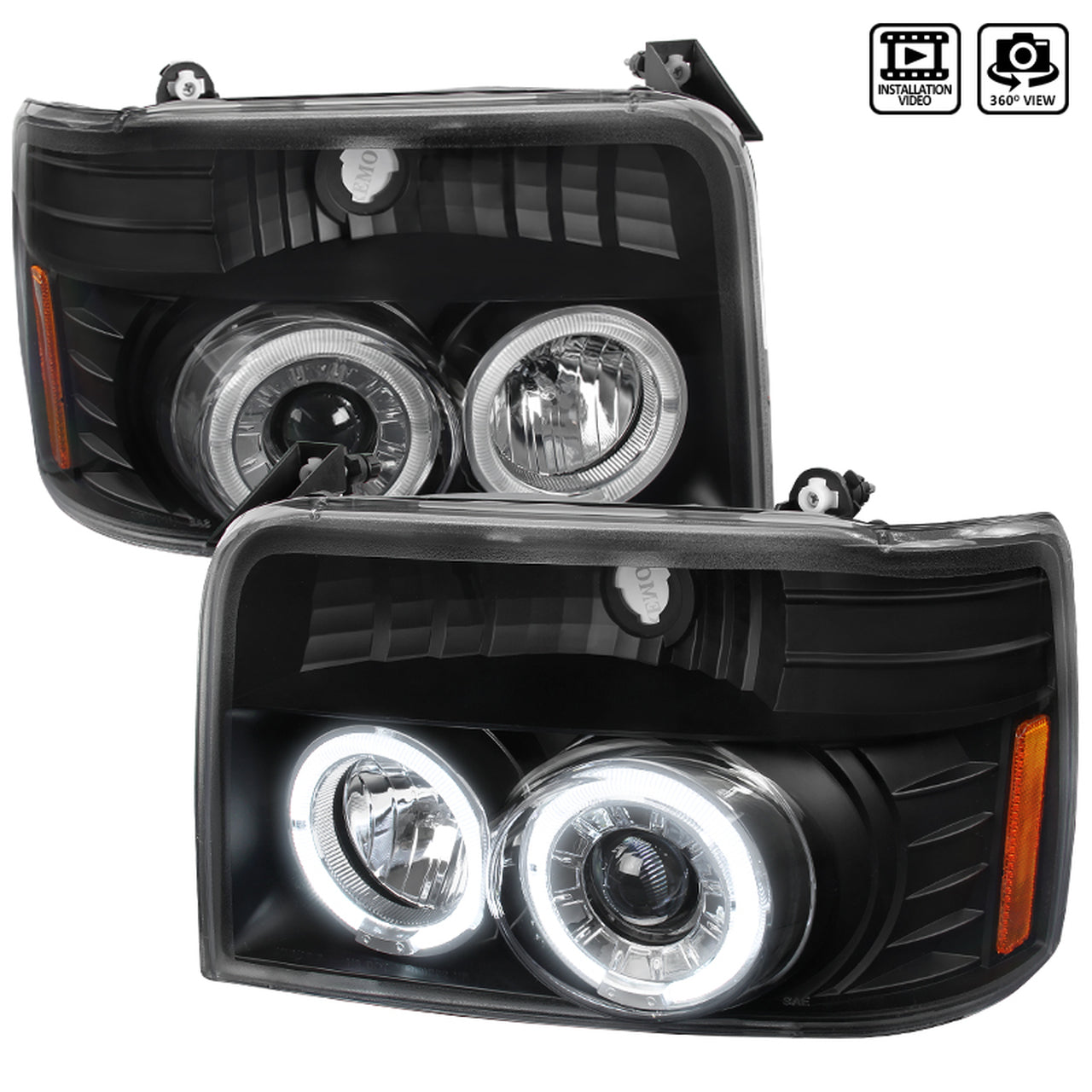 Spec-D Tuning 1992-1996 Ford F-150/F-250/F-350 Bronco Dual Halo Projector Headlights (Version 2)