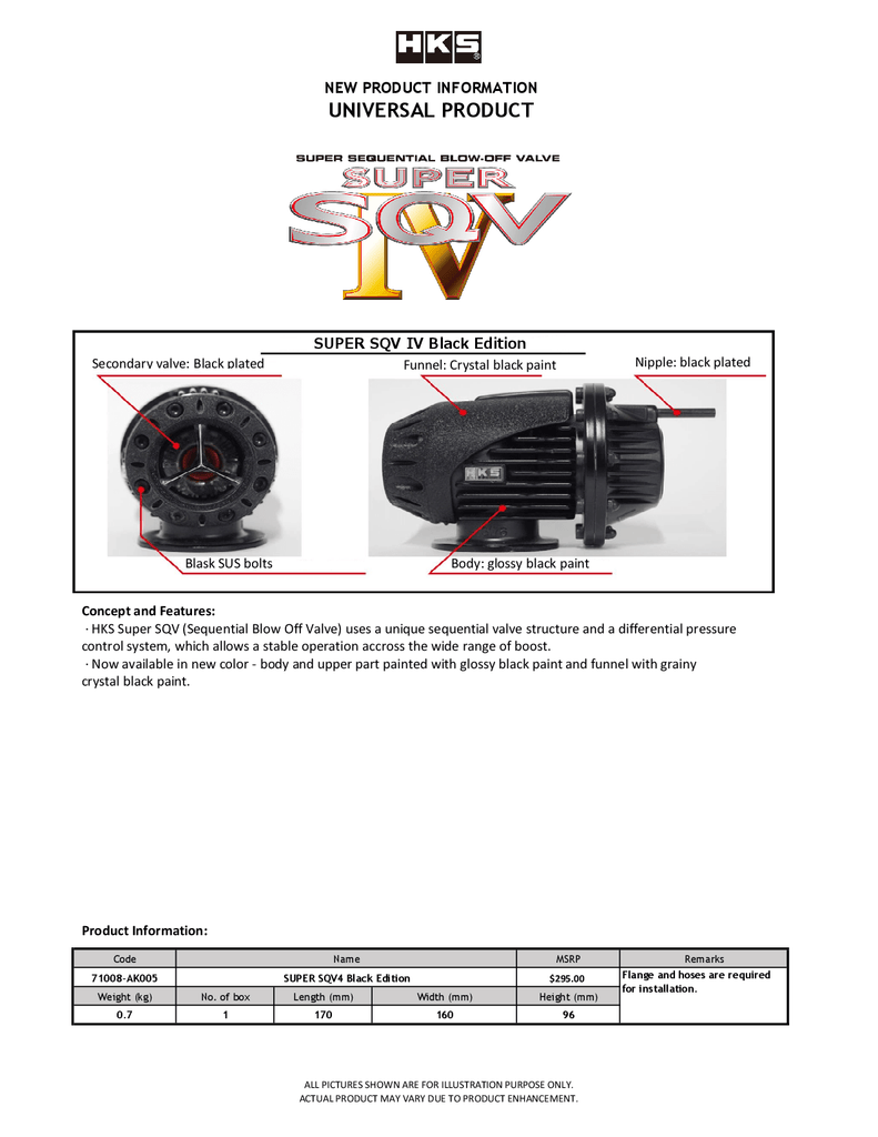 HKS SQV IV Black Edition BOV Kit - Universal