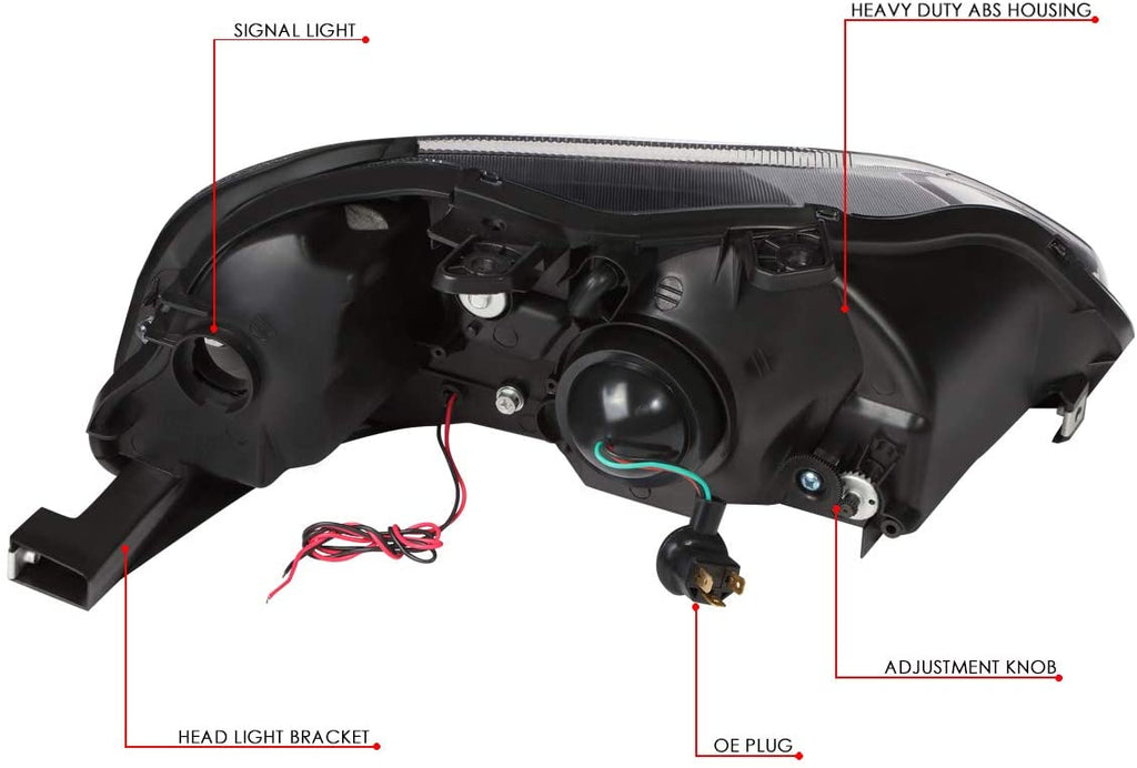 DNA Motoring 99-00 Honda Civic Black LED DRL Projector Headlights