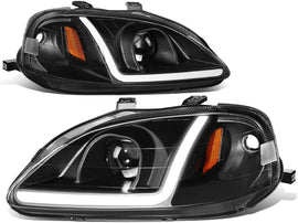 DNA Motoring 99-00 Honda Civic Black LED DRL Projector Headlights