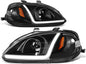 DNA Motoring 99-00 Honda Civic Black LED DRL Projector Headlights