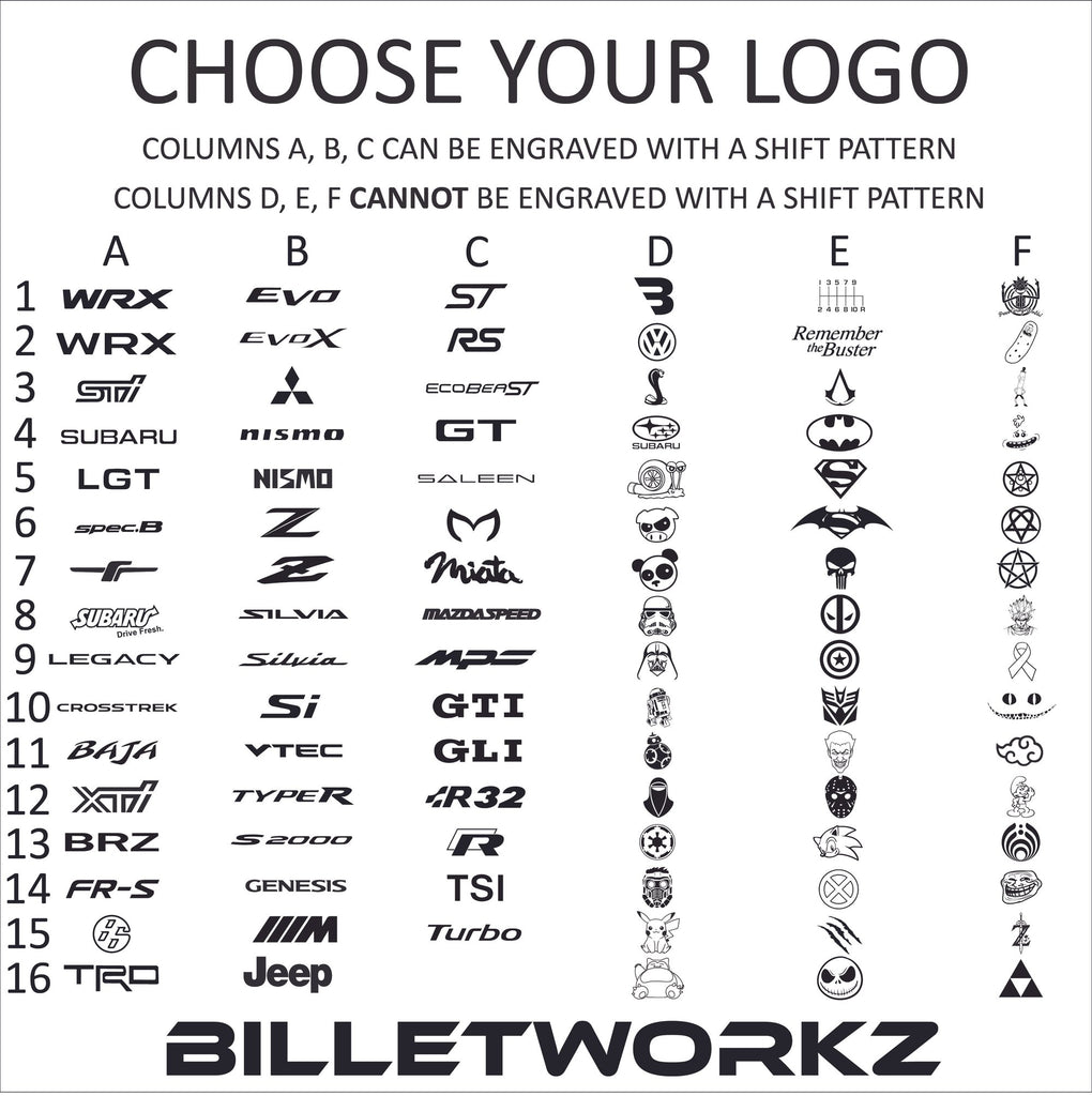 BILLETWORKZ CUSTOM ENGRAVED - WEIGHTED KNOBS