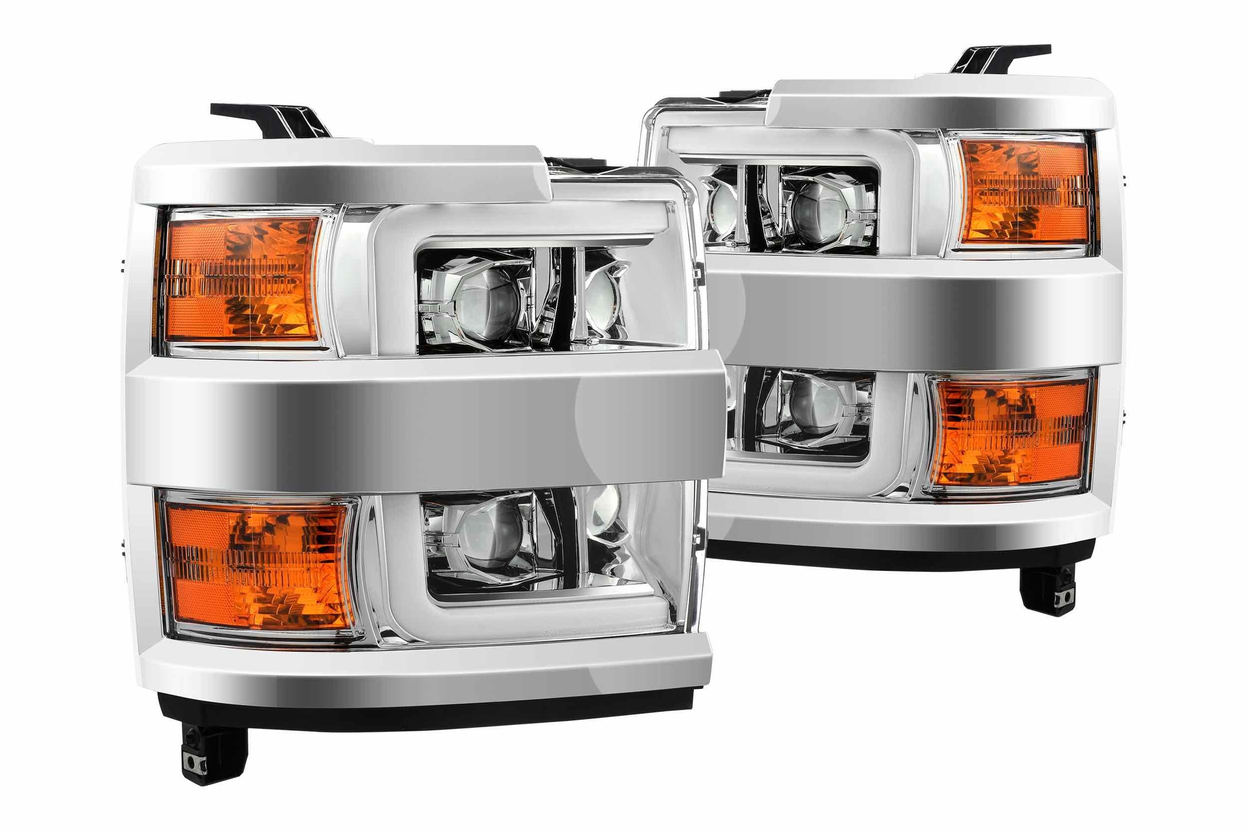 AlphaRex Pro-Series Halogen Heads: Chevy Silverado HD (15-19) - Gloss Black (Set) w/ Black Grill Insert