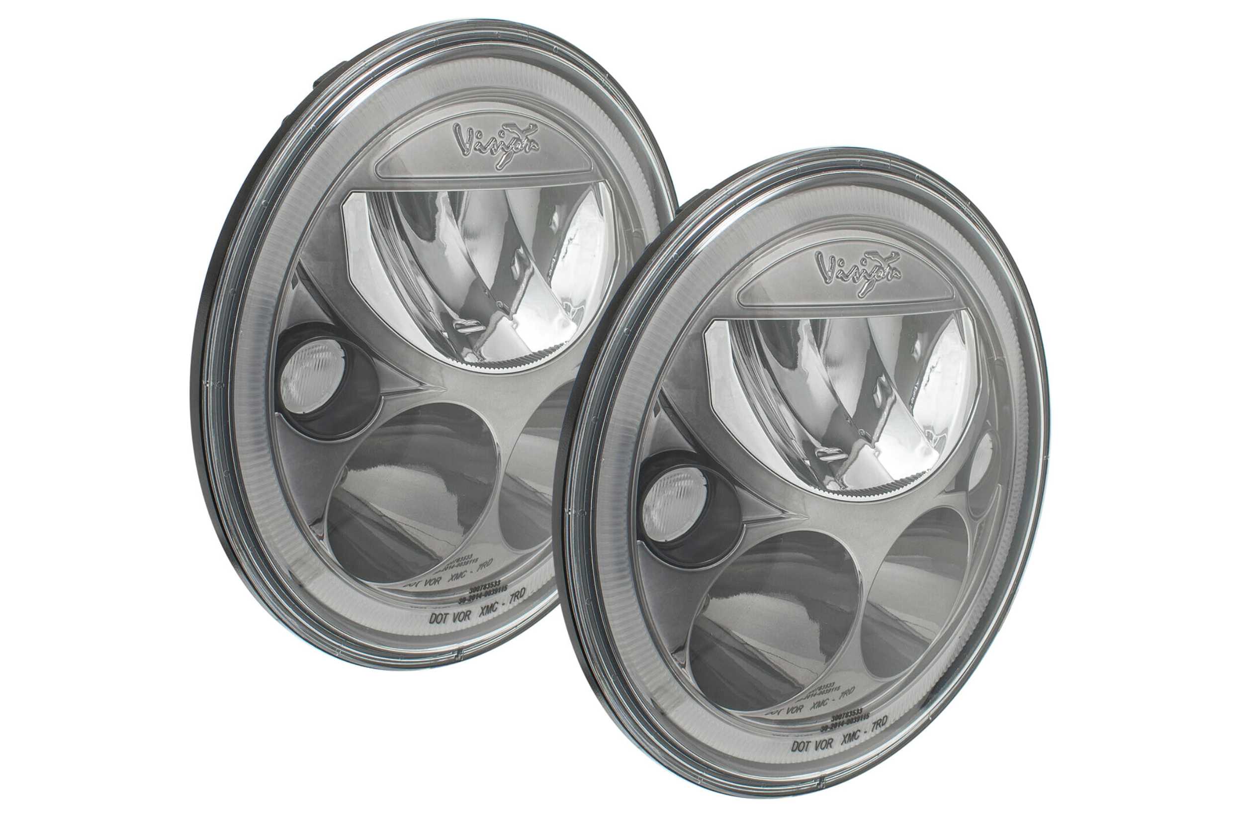 Vision X LED Headlights: (Each / 7" Round / Black / Amber Halo)
